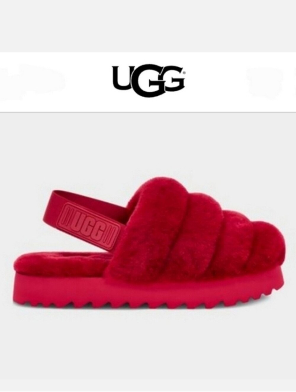 UGG Super Fluff Slipper Ribbon Red